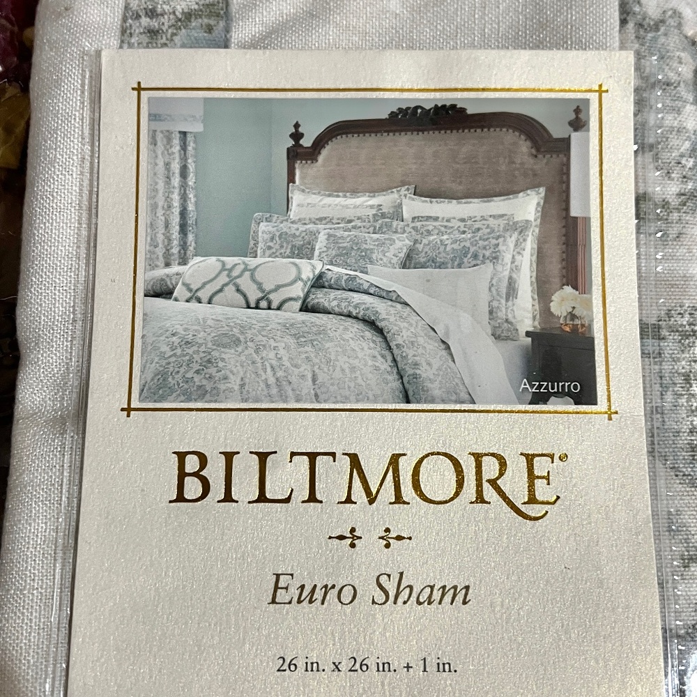 NEW NIP  3 BILTMORE EURO SHAM 26" X 26" +  1"  Blue Azzurro